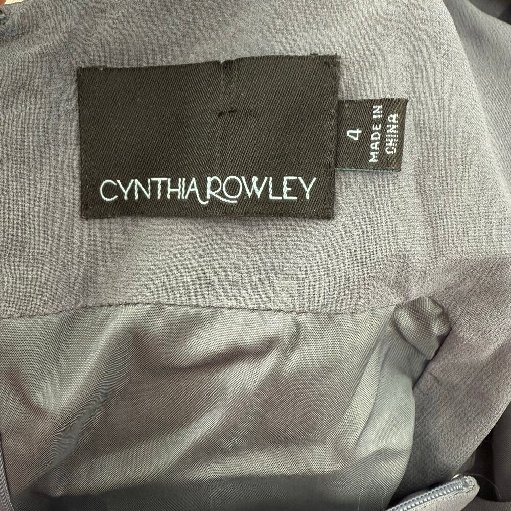 Cynthia Rowley Silk Sheath Dress Womens 4 Gray Silver Studded Cocktail - Picture 3 of 5